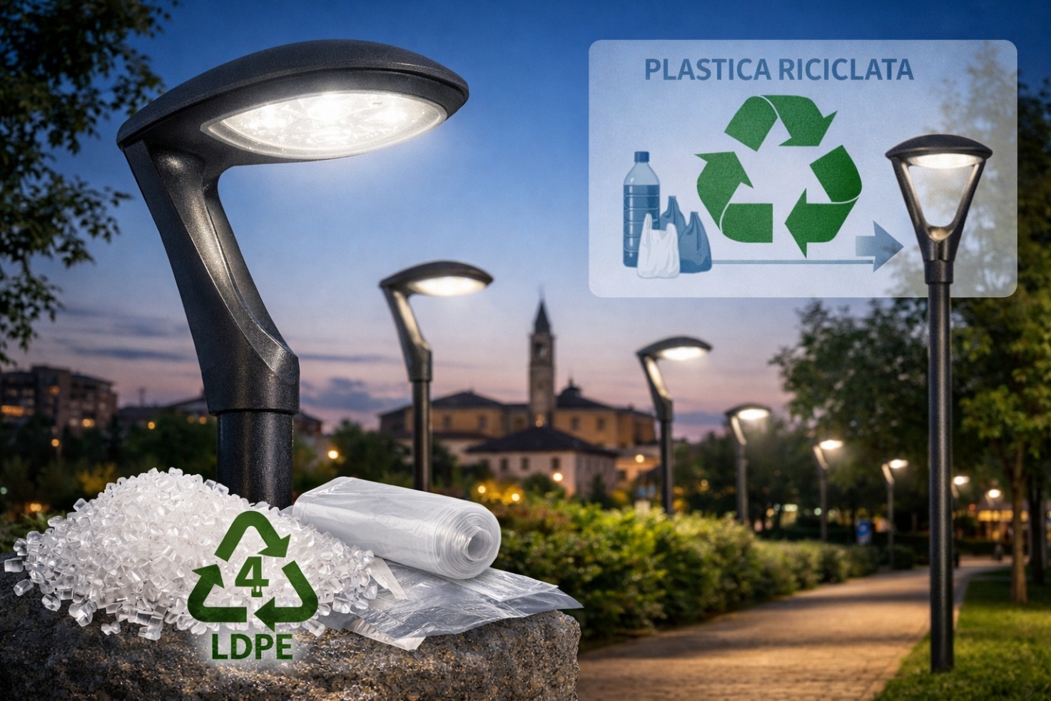 Plastica riciclata e illuminazione pubblica: nuove opportunità per il polietilene LDPE